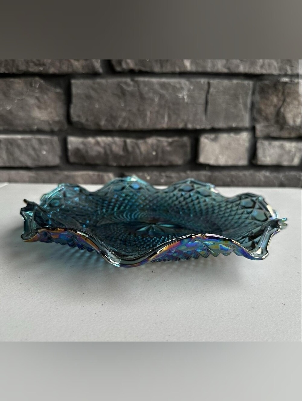 Vintage Indiana Glass Iridescent Glass Decorative Bowl - Elegant Home Art Accent